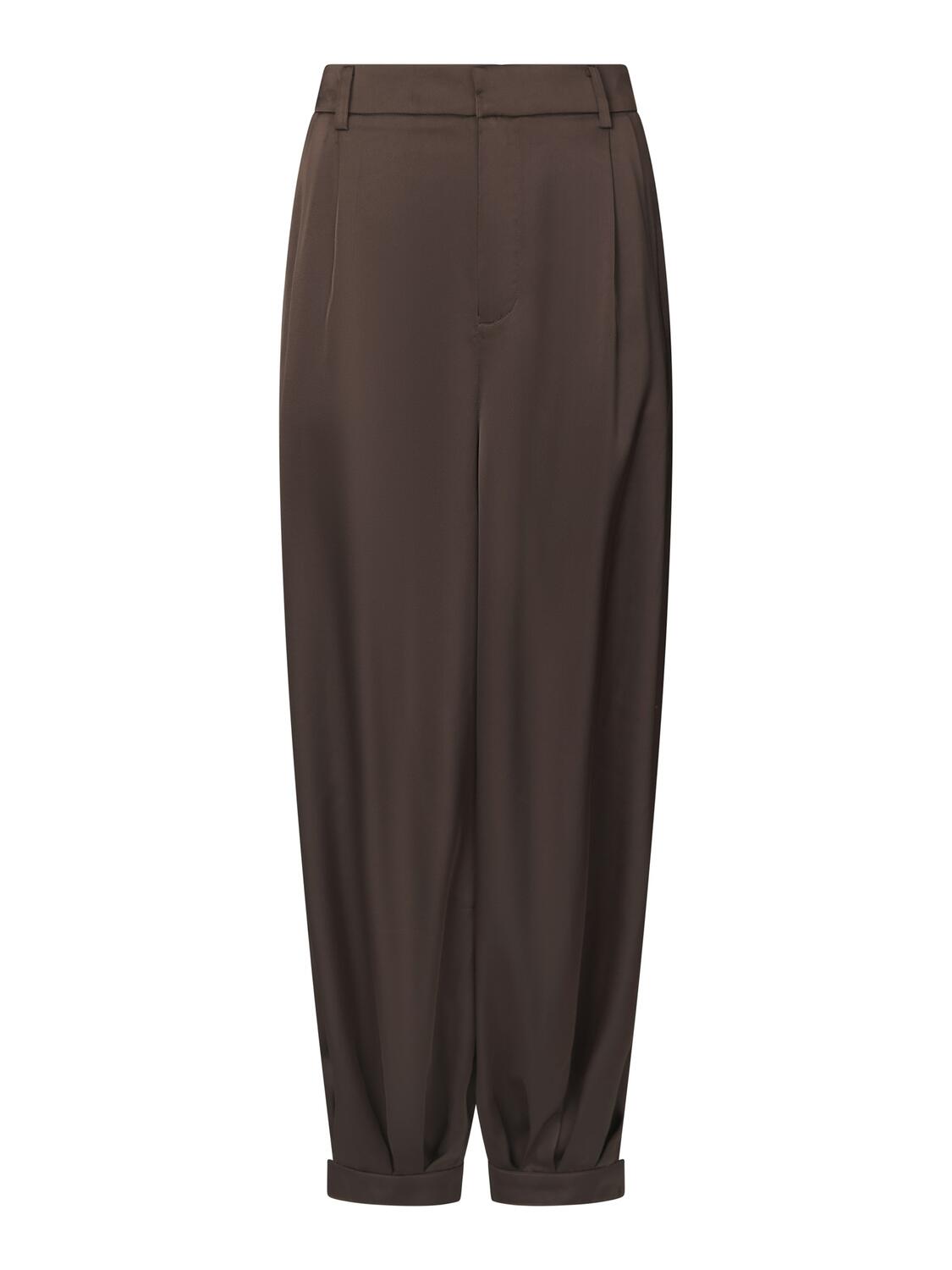 Fayla Drapy Satin ballonbukser - mørkebrun
